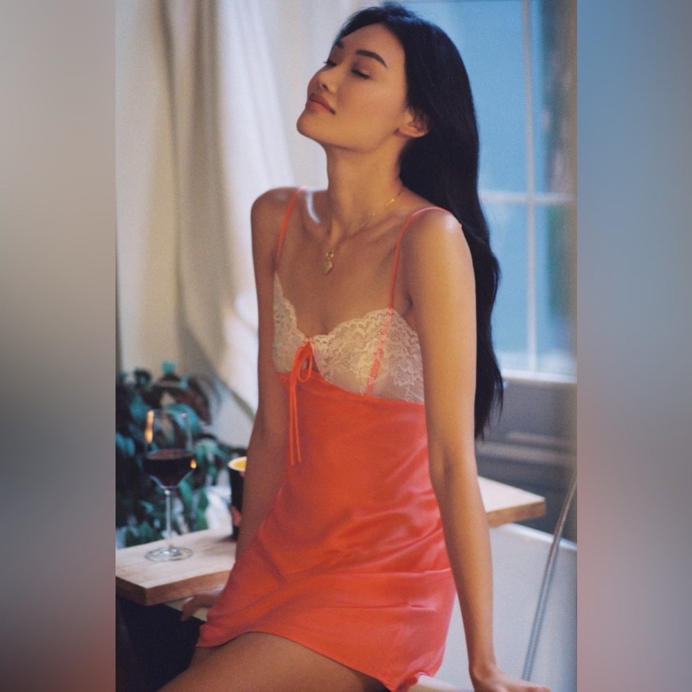 Anthropologie Silky Lace Slip Dress